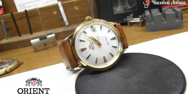 Часы марки "Orient" полировка сферического стекла, изготовление ремешка под заказ.